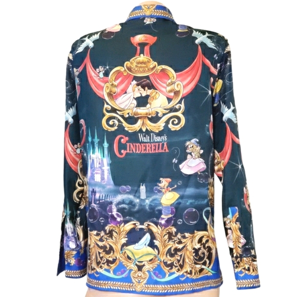 Button Down Shirt Versace X Disney Cinderella Silk Authentic Limited Edition - Picture 3 of 16